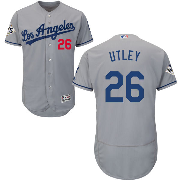 Dodgers #26 Chase Utley Grey Flexbase Authentic Collection World Series Bound Stitched MLB Jersey
